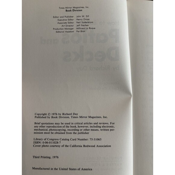 How to Build Patios and Decks (Popular Science Skill Book) - VERY GOOD 1976 - Picture 3 of 3